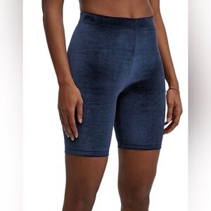 Fabletics Navy Velour Bike Shorts, Size XL